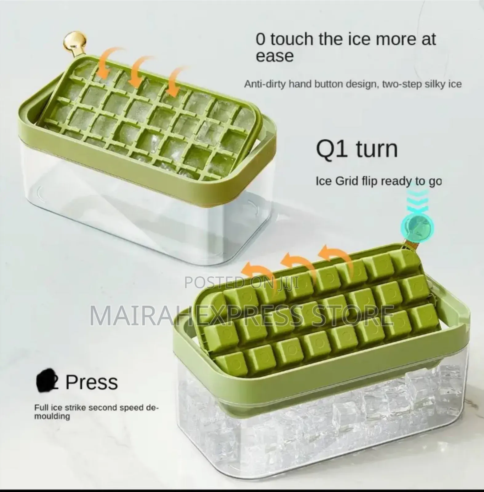 32 Grid Silicone Ice Cube Tray Mould With Lid Shovel Box