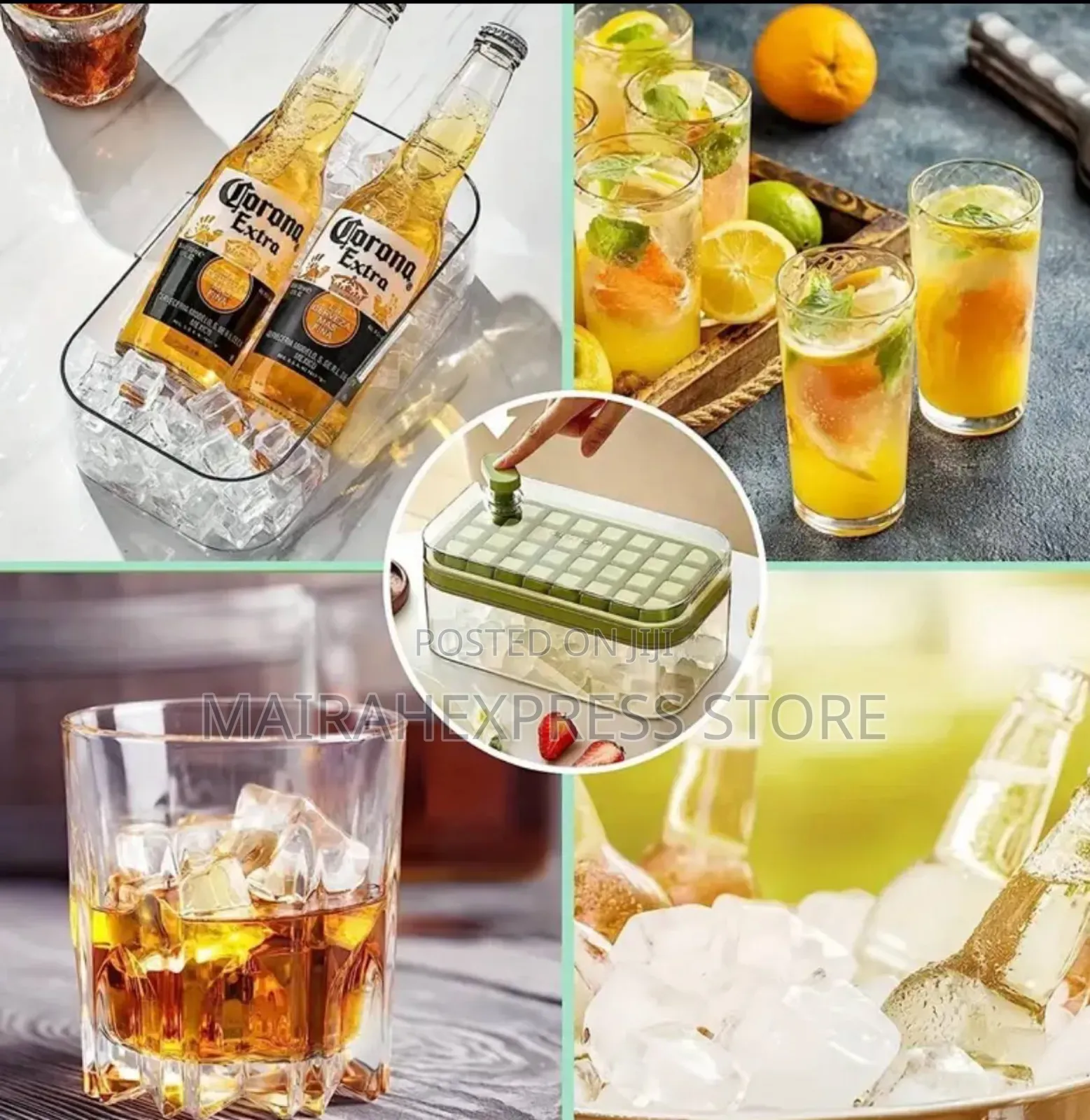 32 Grid Silicone Ice Cube Tray Mould With Lid Shovel Box