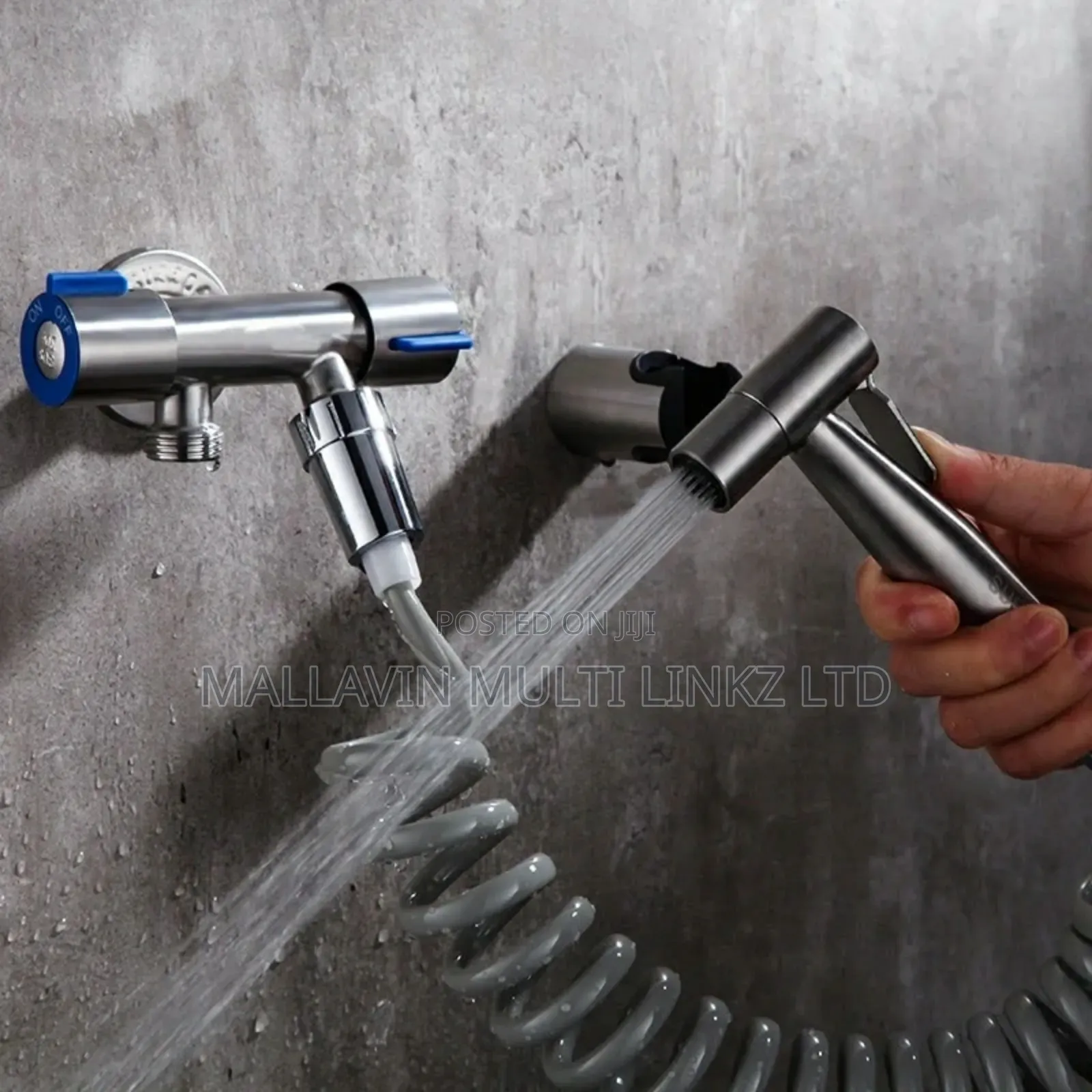 Stainless Steel Bidet Sprayer With Toilet Valve Connector.