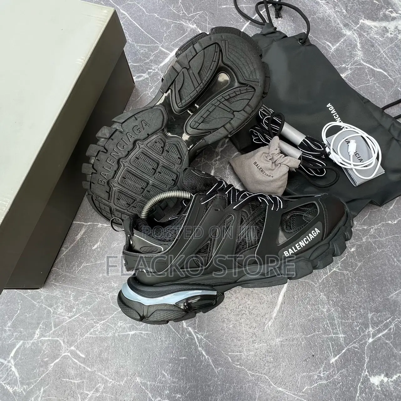 Original Balenciaga Track Runner Led Light Black Sneakers