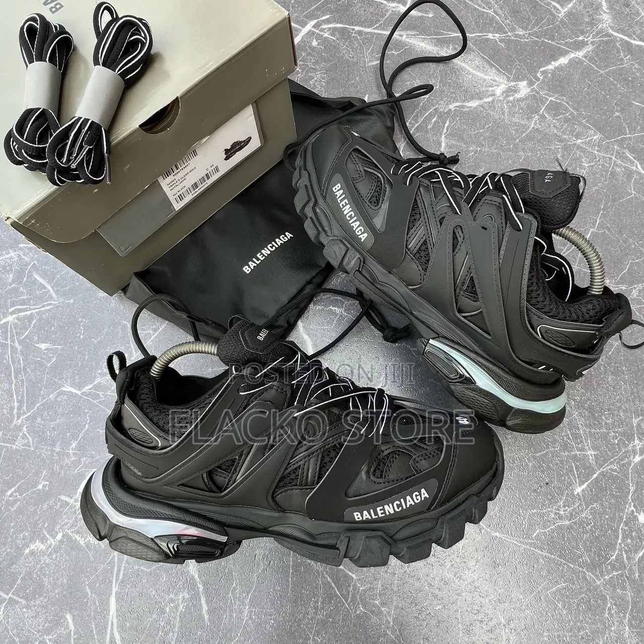 Original Balenciaga Track Runner Led Light Black Sneakers