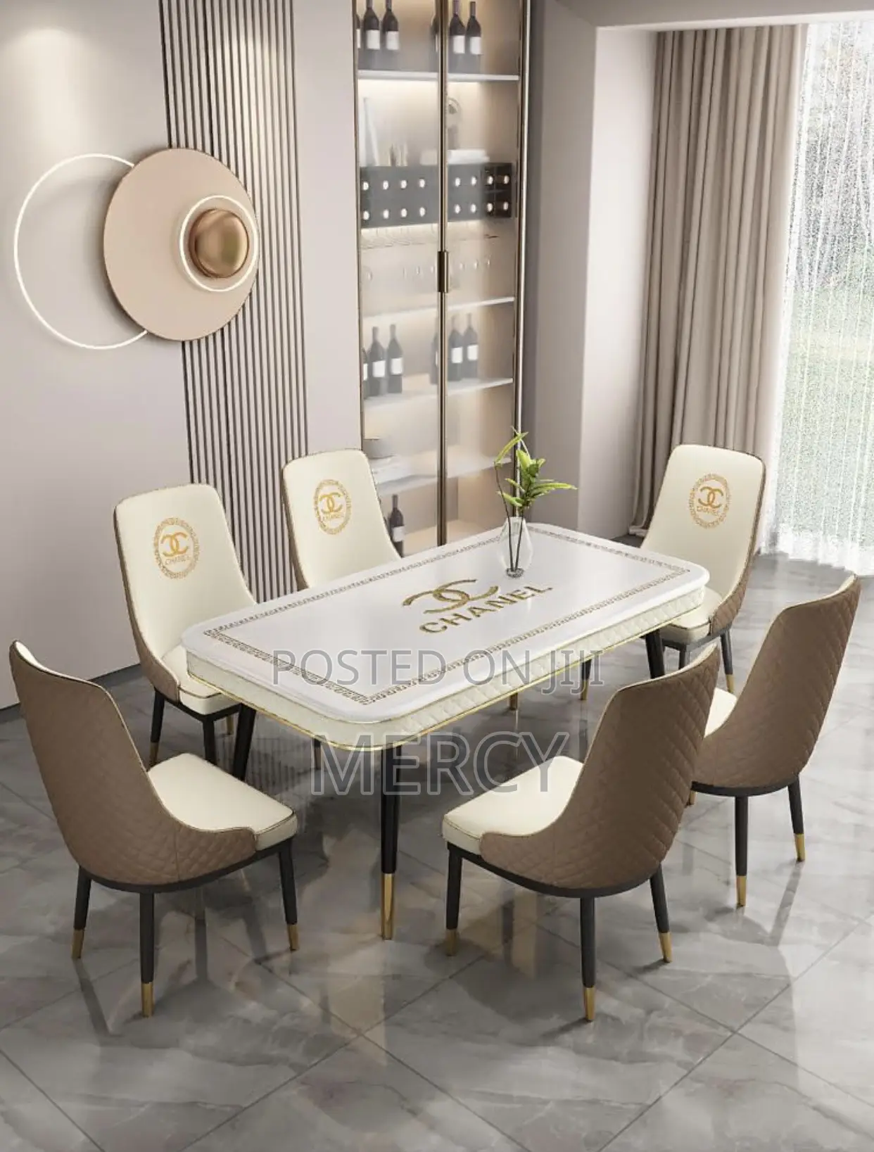 Luxury Dinning by Six Seaters With Marble Top