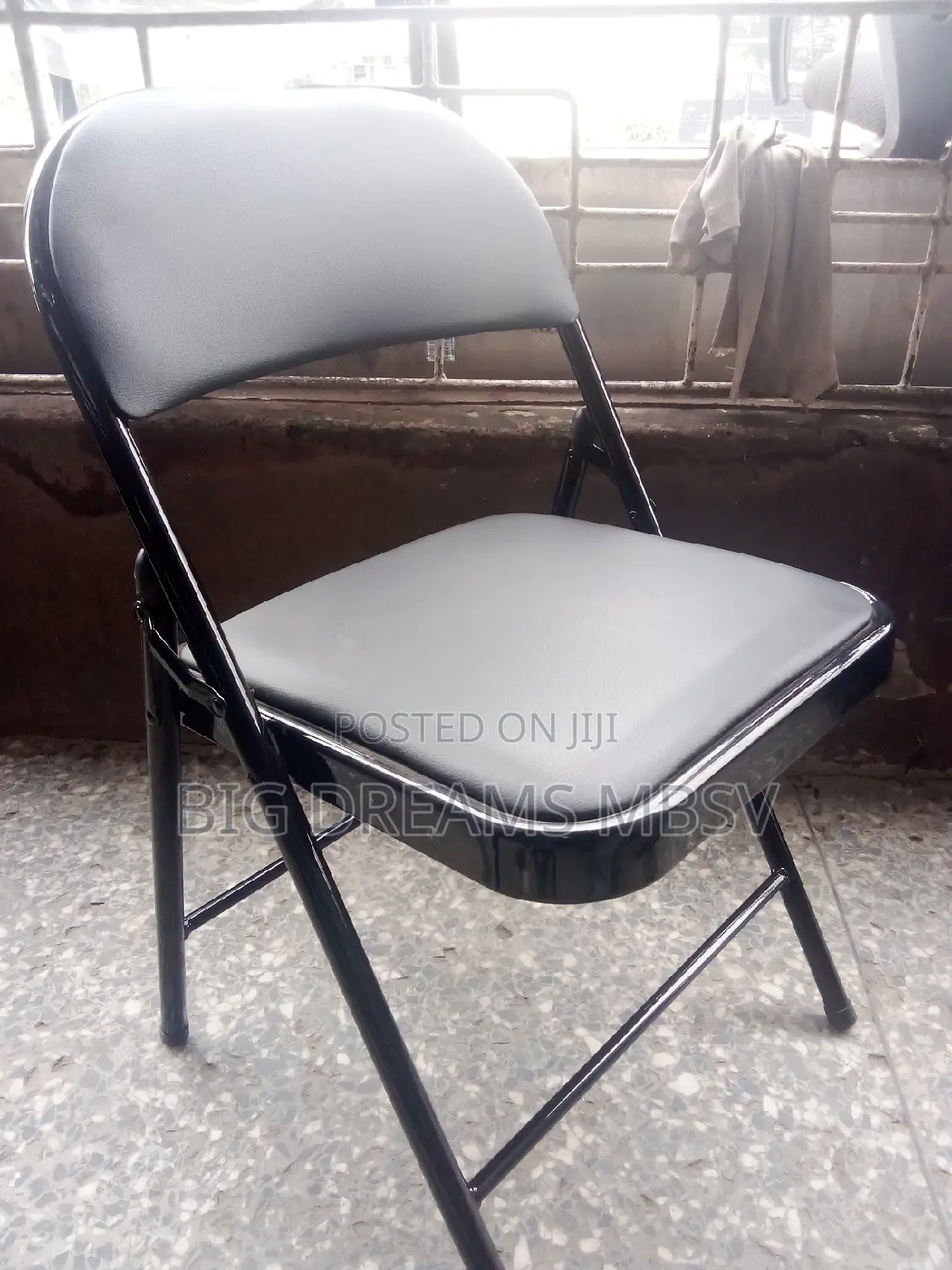 Iron Leather Folding Chair