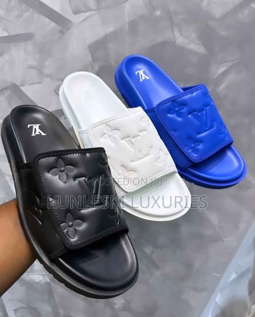 Original Louis Vuitton Men Leather Slides
