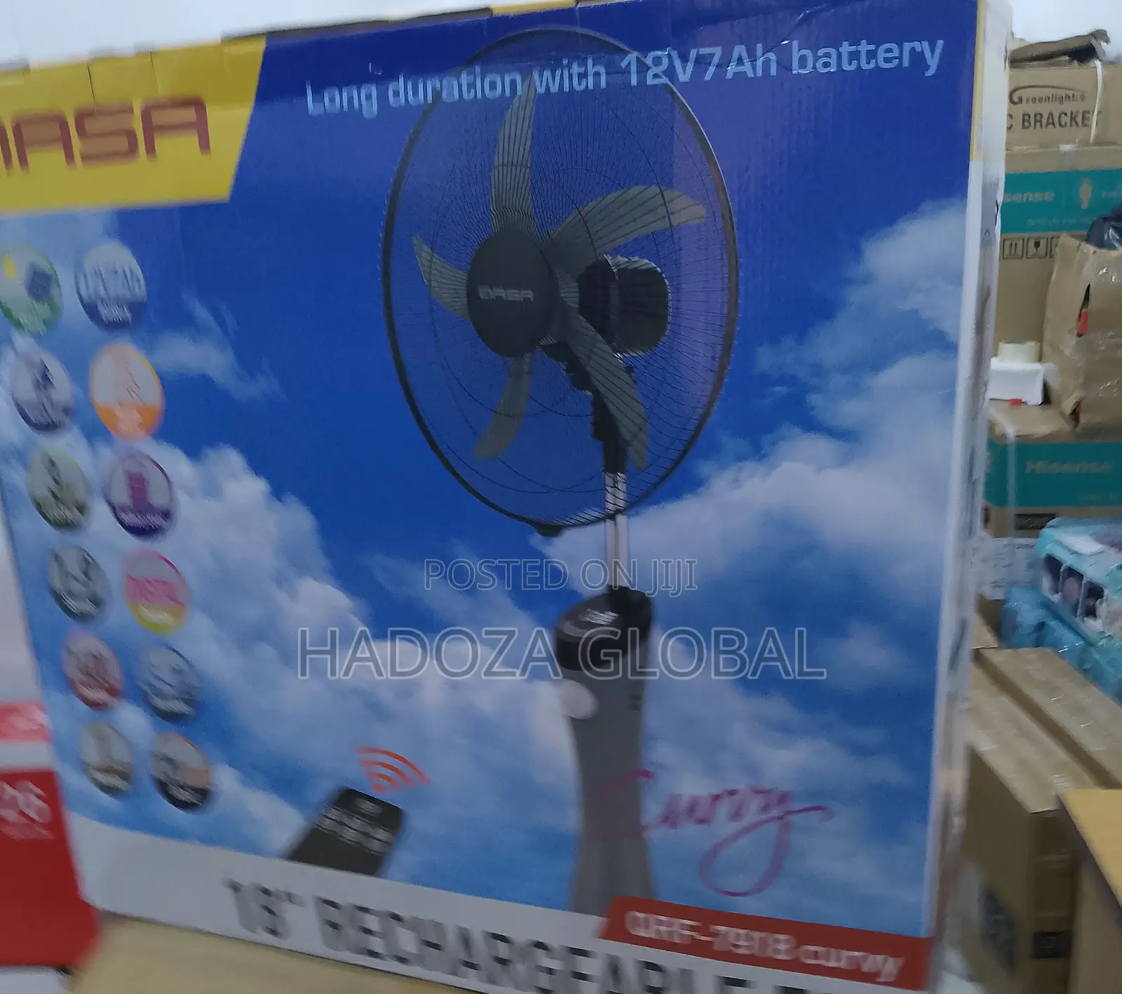 Qasa 18" Brand New Rechargeable Fan- Affordable With Remote