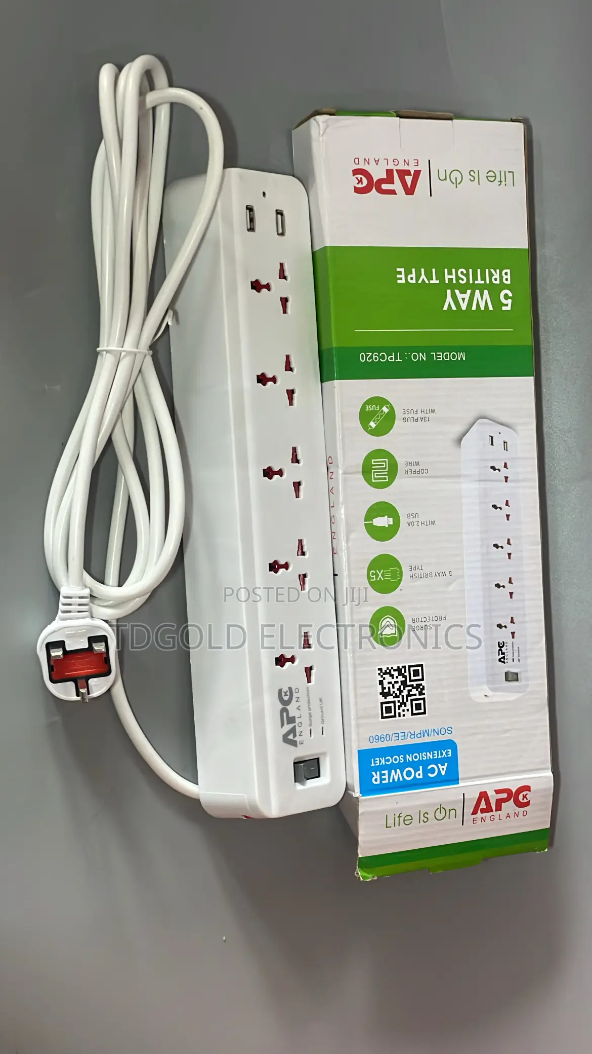 Apc Premium 5-Way Extension Box With 2 Usb Ports
