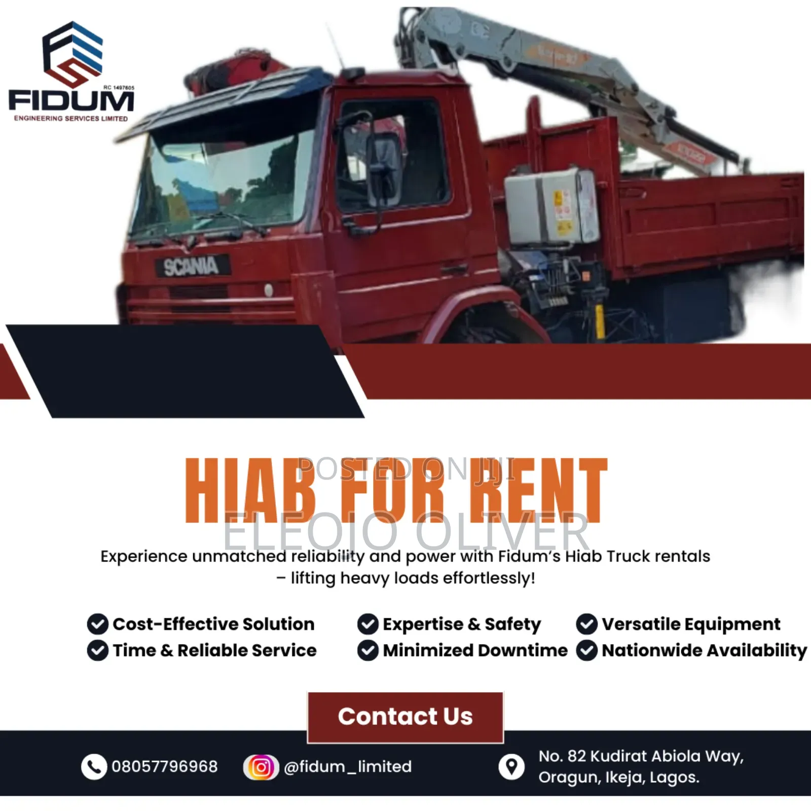 Hiab Truck for Rent in Jabi, Abuja. Rent Hiab in Abuja