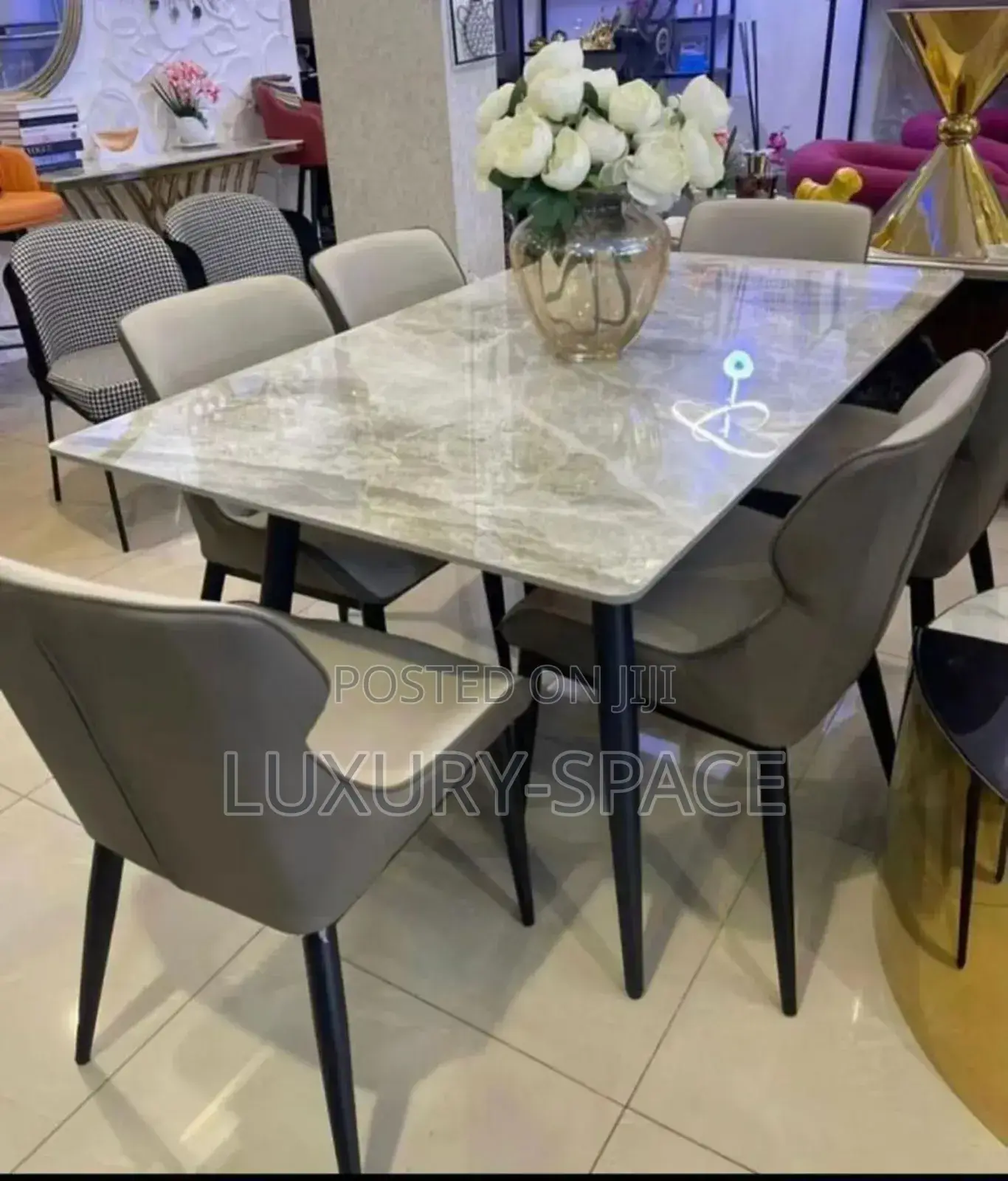 Modern Luxury Marble Dining Set by 6 Chairs