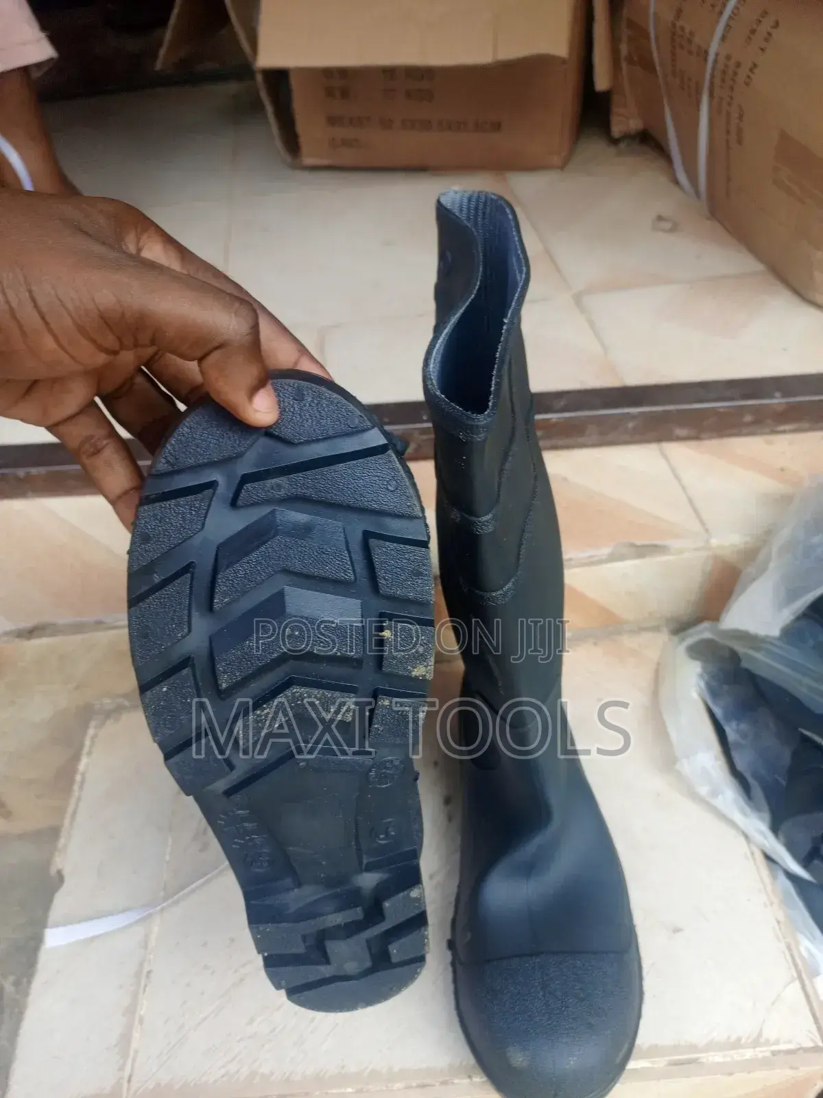Black Safety Rain Boot