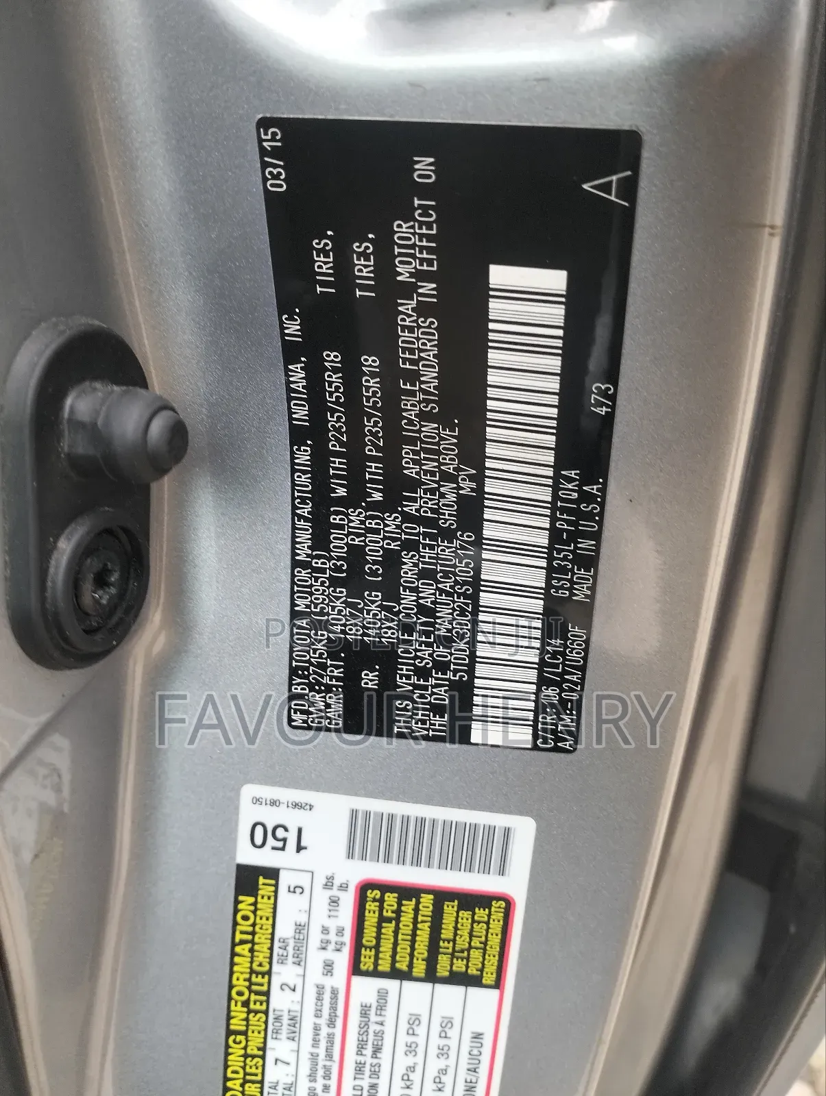 Toyota Sienna XLE 7-Passenger 4dr Minivan AWD (3.5L 6cyl 6A) 2015