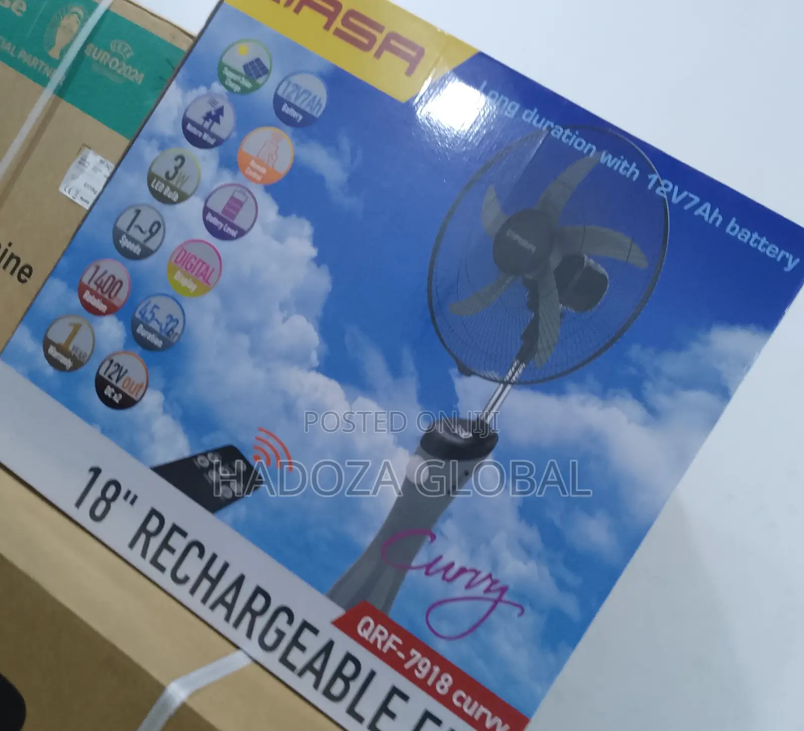 Qasa 18" Standing Fan _Rechargeable+ Long Lasting