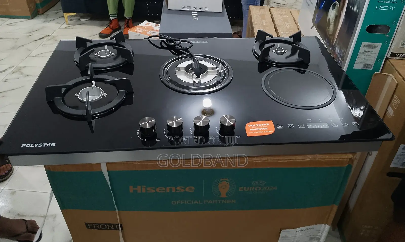 Stainless Steel 4 Gas +1 Electric Polystar Built-in Gas Hob