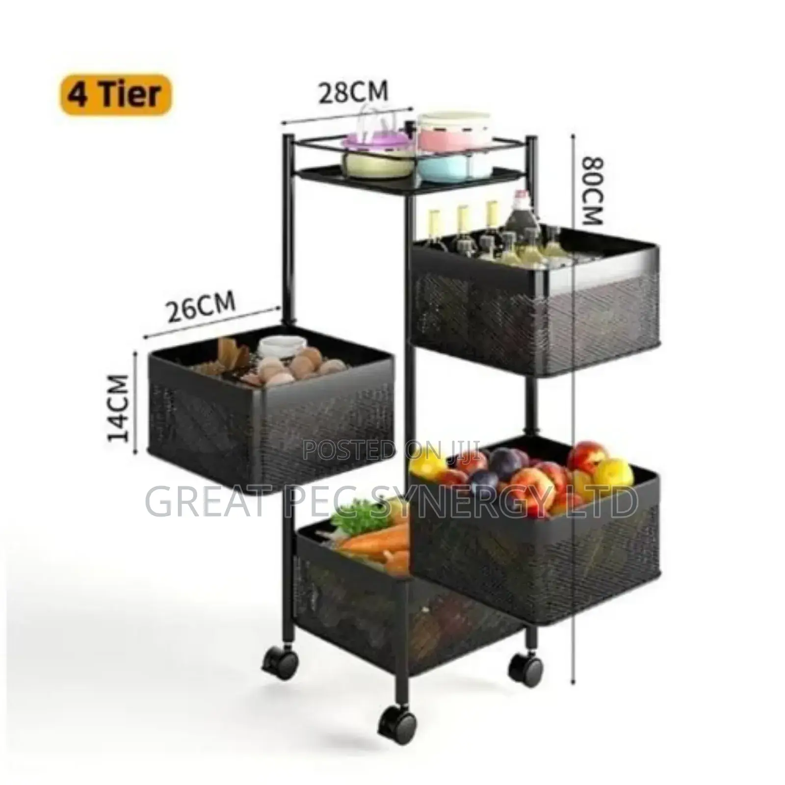 Square Rotating Basket for Fruits and Vegetables - 5 Layers