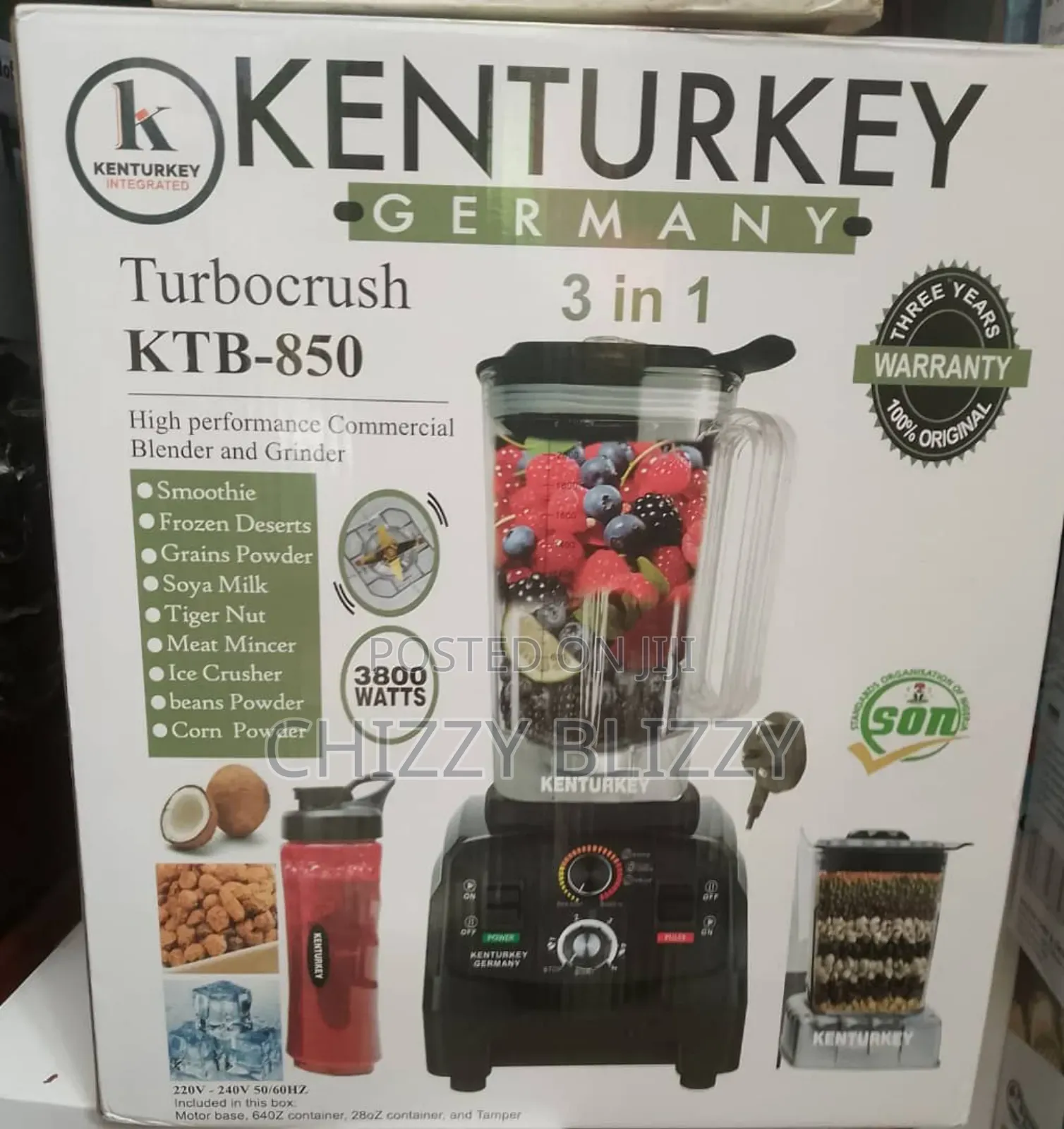 Kenturkey Germany Turbocrush, 3in 1.,3years Warranty