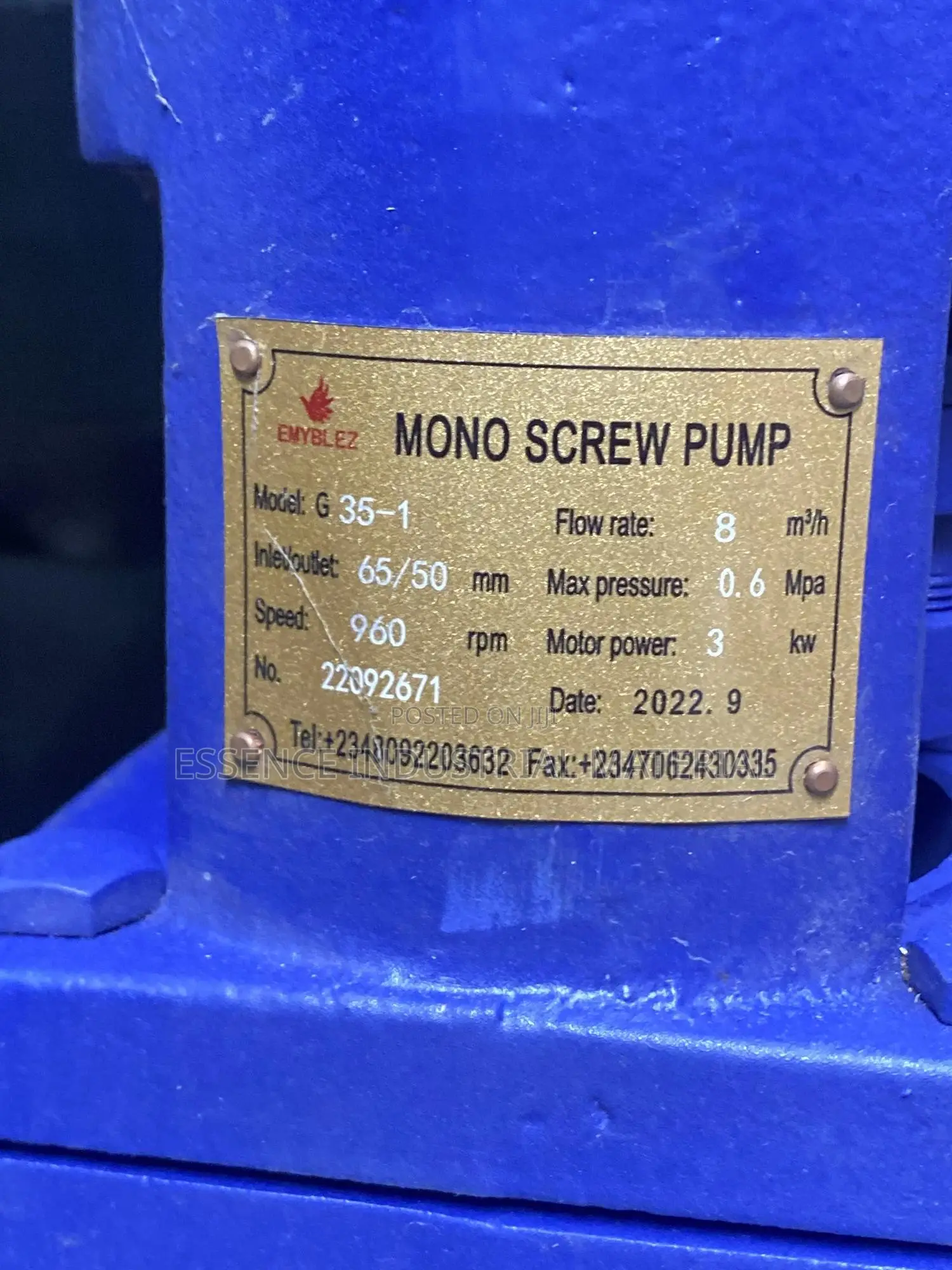 Mono Screw Pump 3kw RPM 960