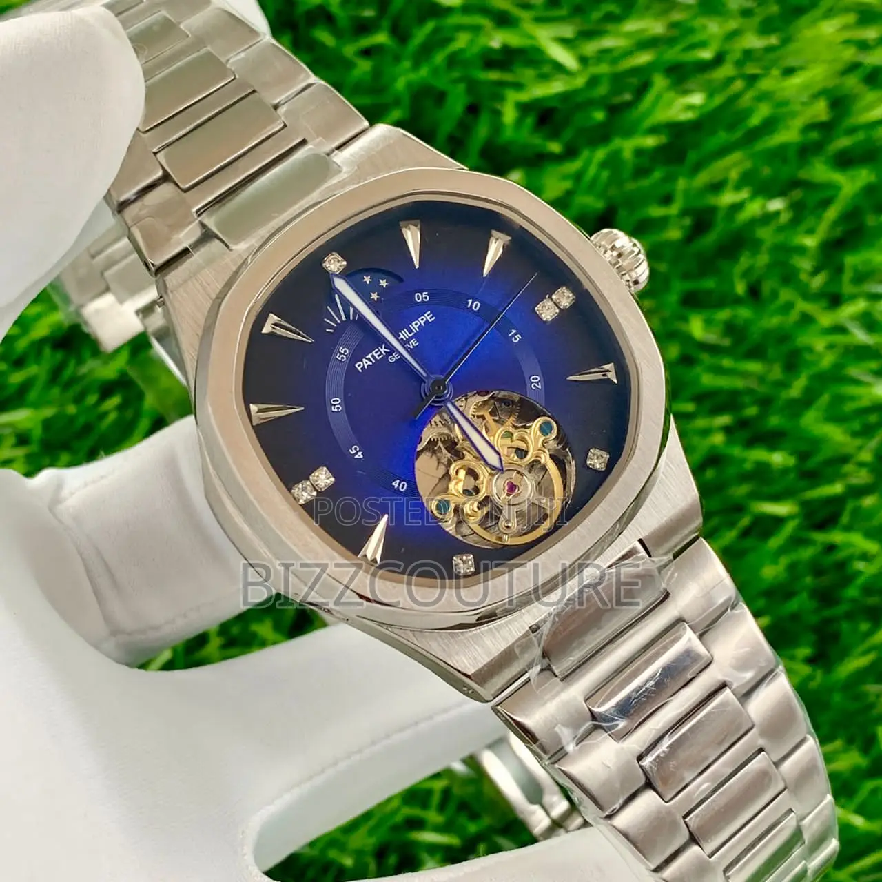 Original Patek Philippe Black, Silver and Gold Chain Watch