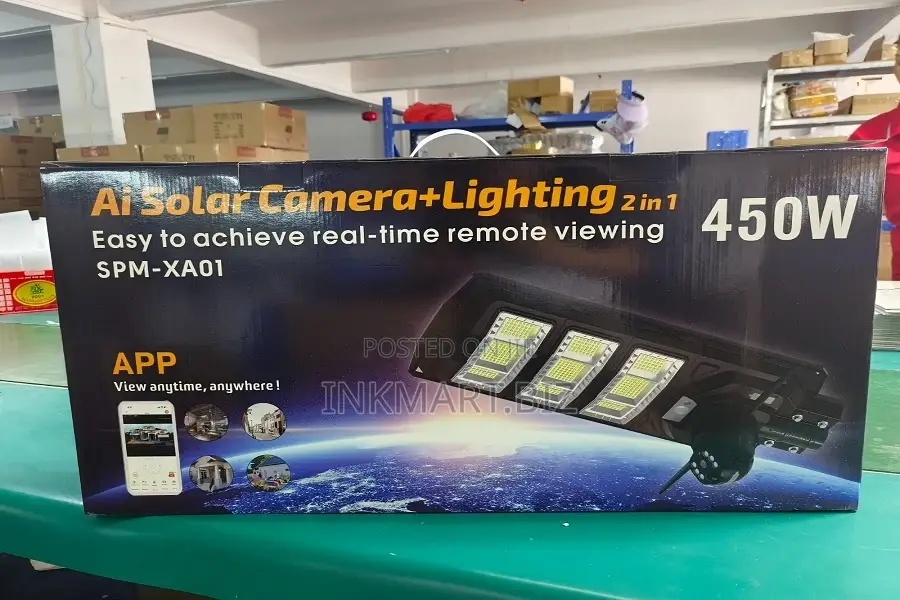 Solar Street Light With 4g 6mp PTZ Camera V380pro App-450w