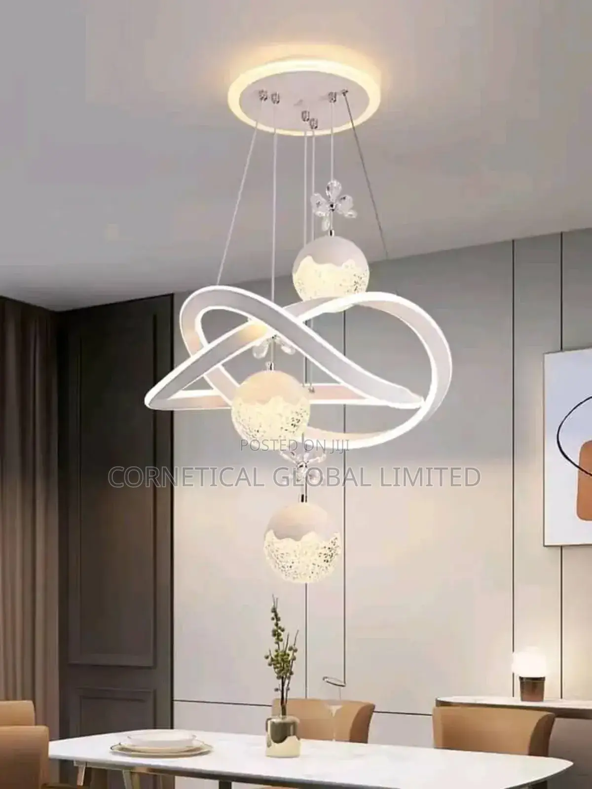 Modern Luxury Crystal Led Three Drop Pendant Light