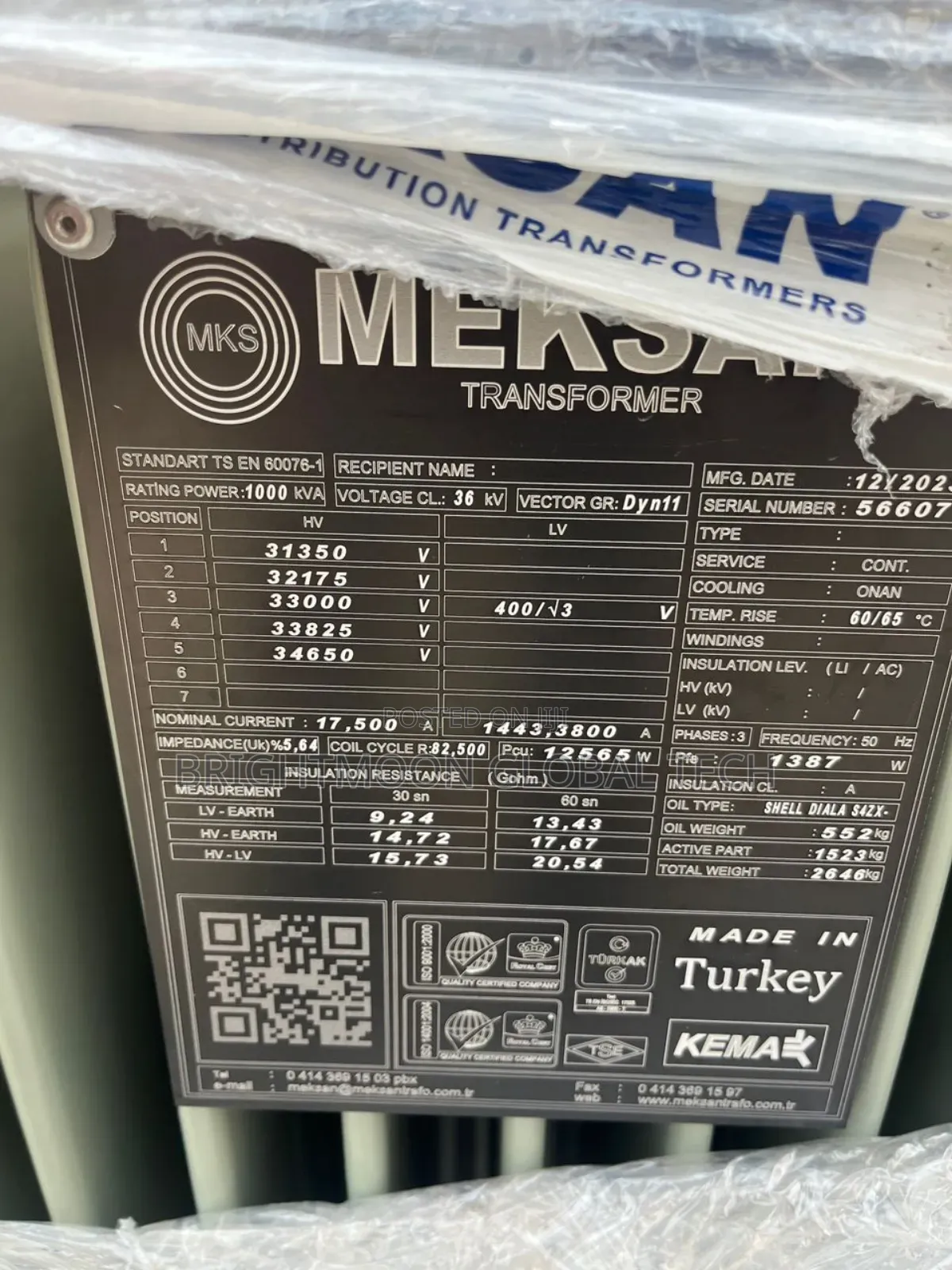 1mva 33kv Meksan Power Transformer