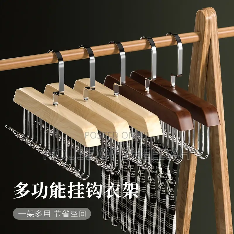 8hook Multifunctional Wooden Storage Hanger 3pcs