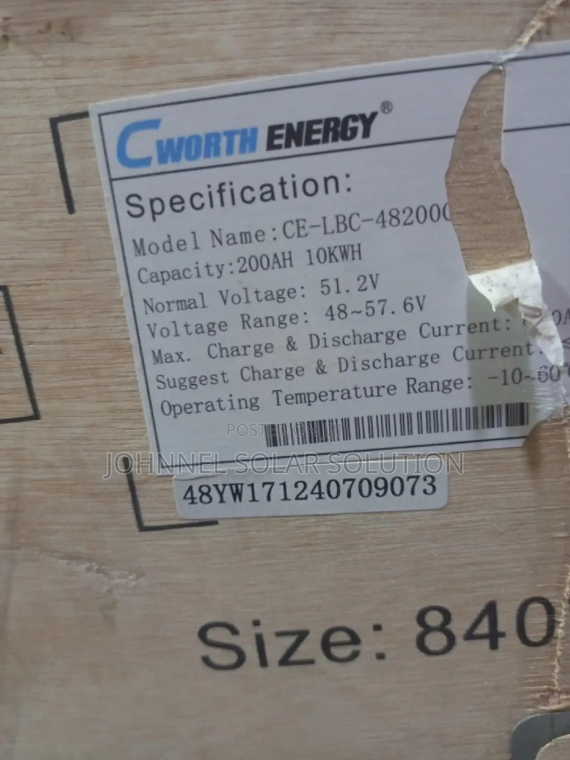10kwh 51.2volts Cworth Energy Solar Lithium Ion Battery
