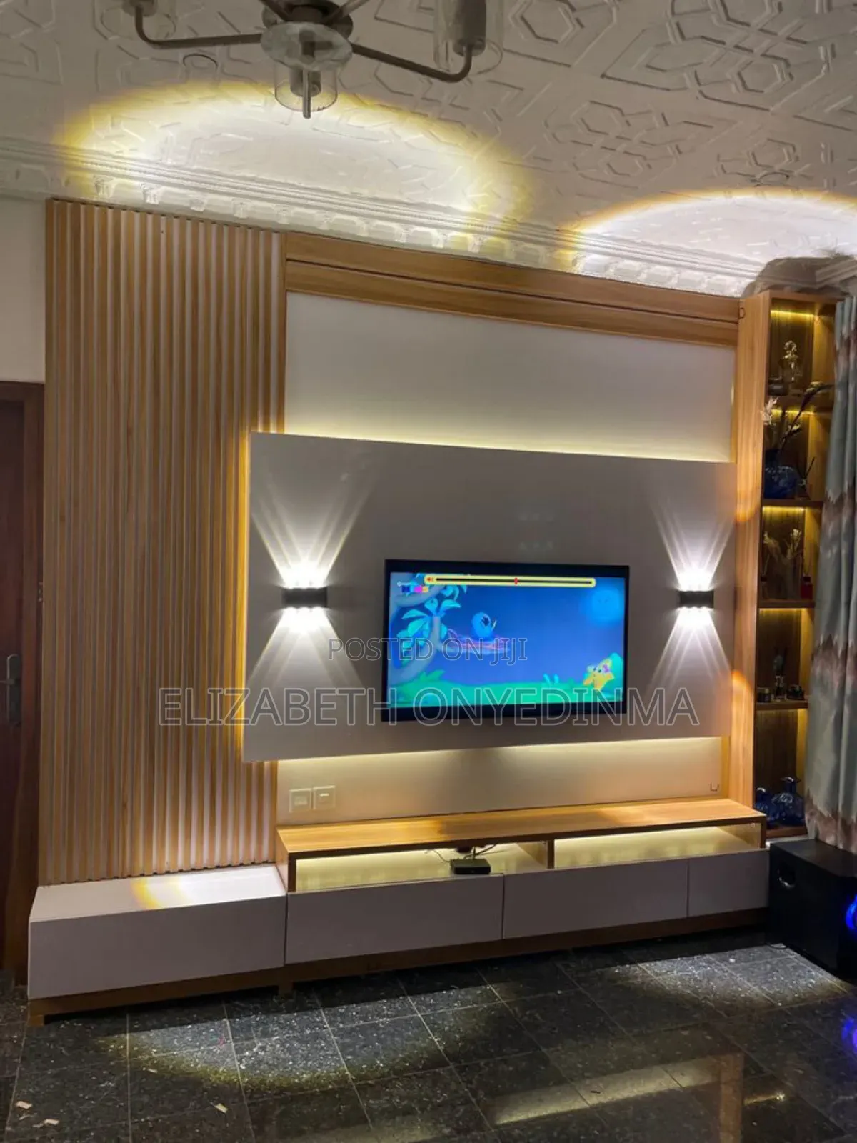 Tv Console With Light and Shelf