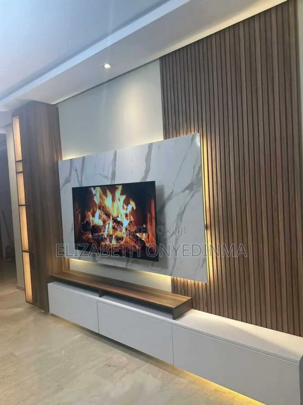 Luxury Tv Console With Light and Shelf