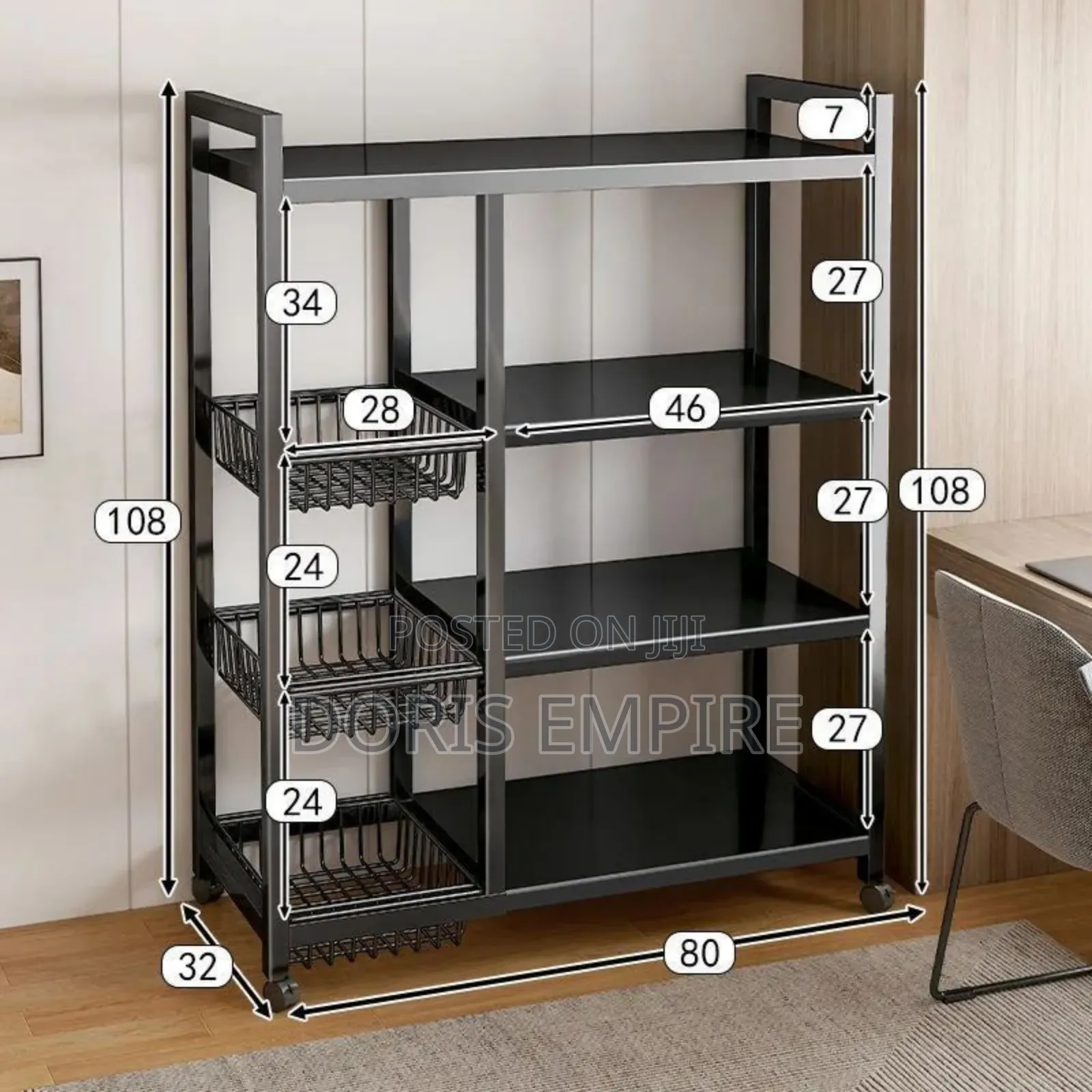 Versatile Metal Storage Cabinet With 3 Basket