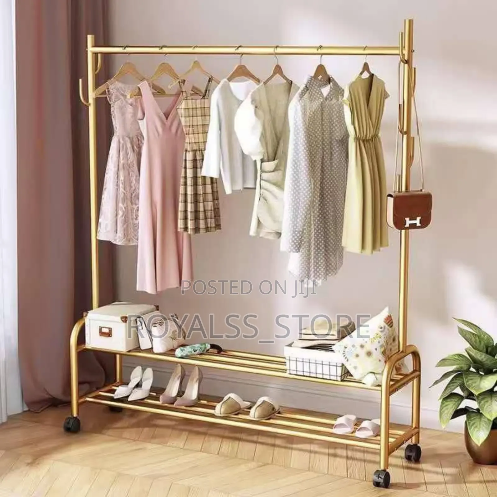 Multifunction Heavy Duty Gold Cloth Rack/Hanger