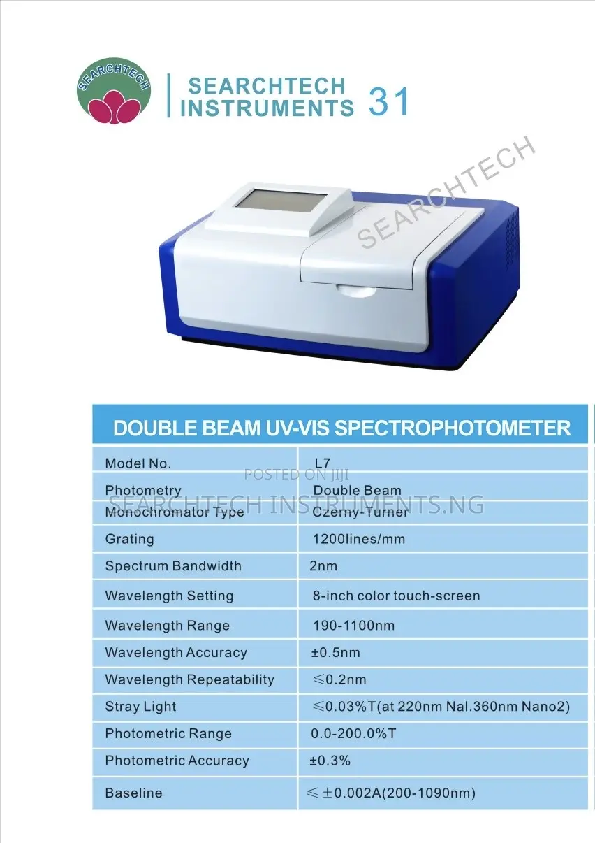 Double Beam Spectrophotometer L7