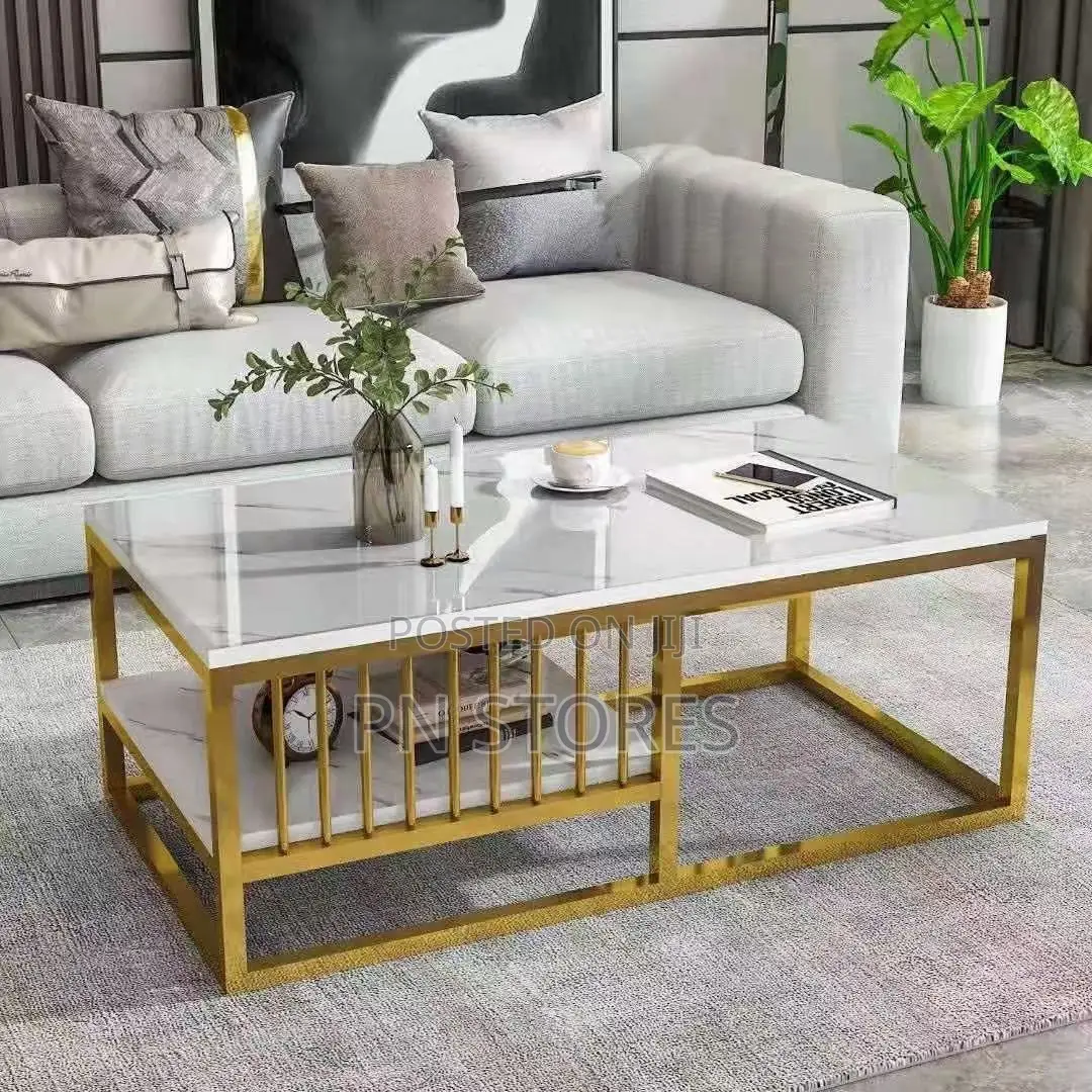 Faux Marble Center Table (White) 100cm by 40cm