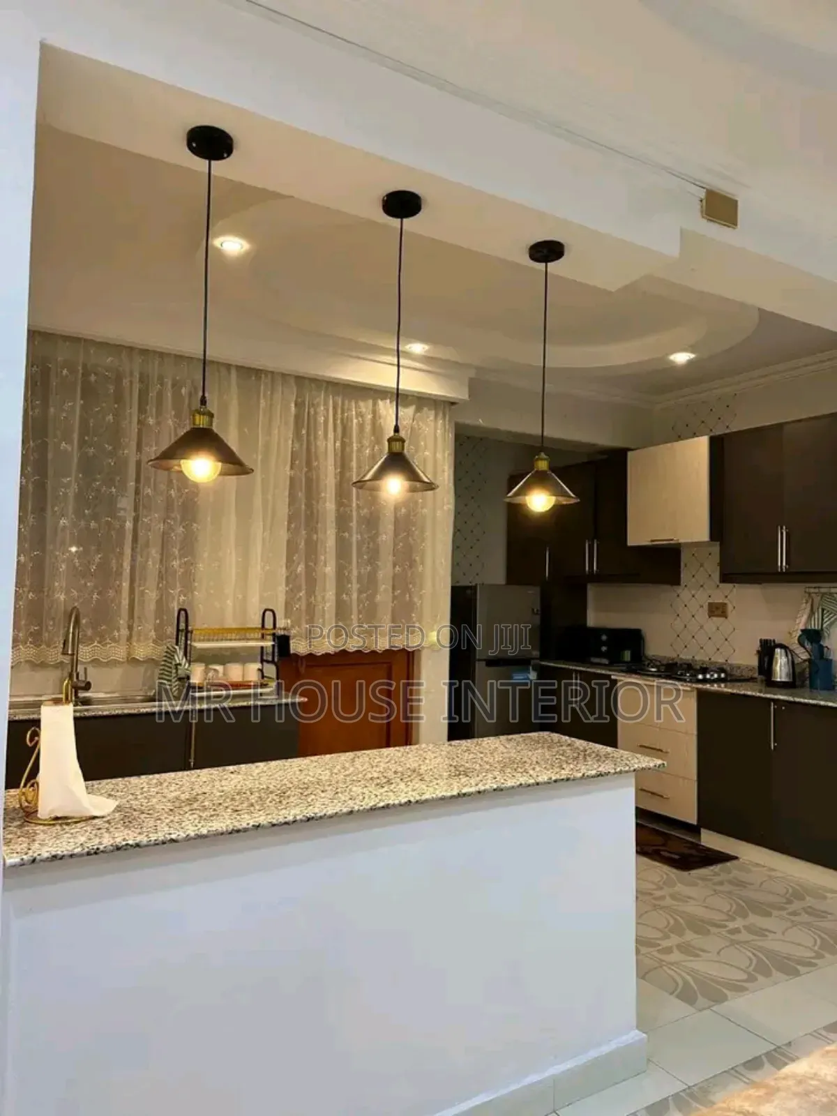 HDF Plywood Wooden Kitchen Cabinet and Marble.