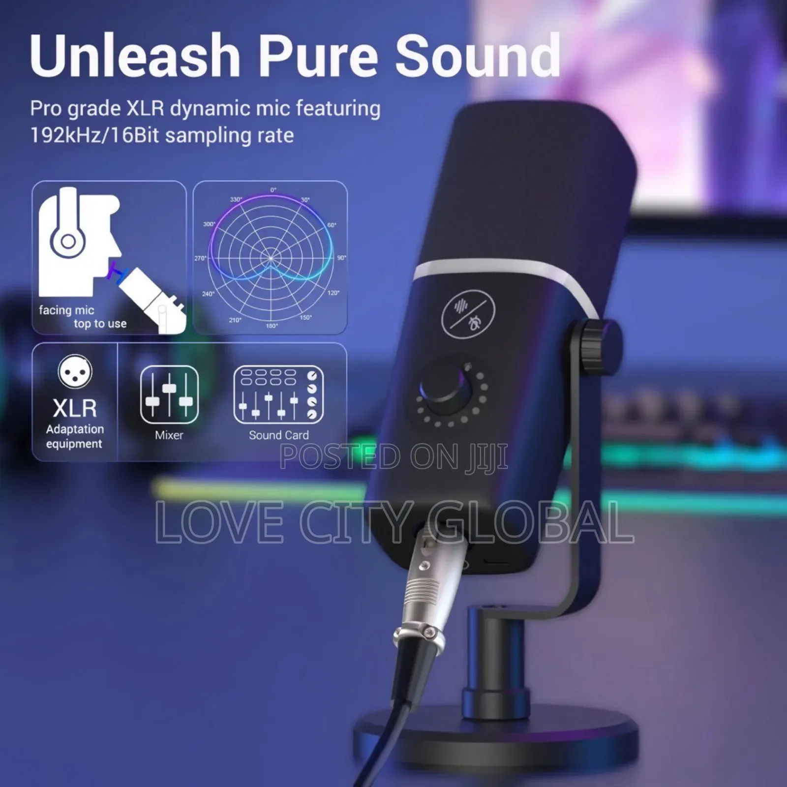 Zimhome XLR/Usb Wired Desktop Microphone Podcast Metal Base