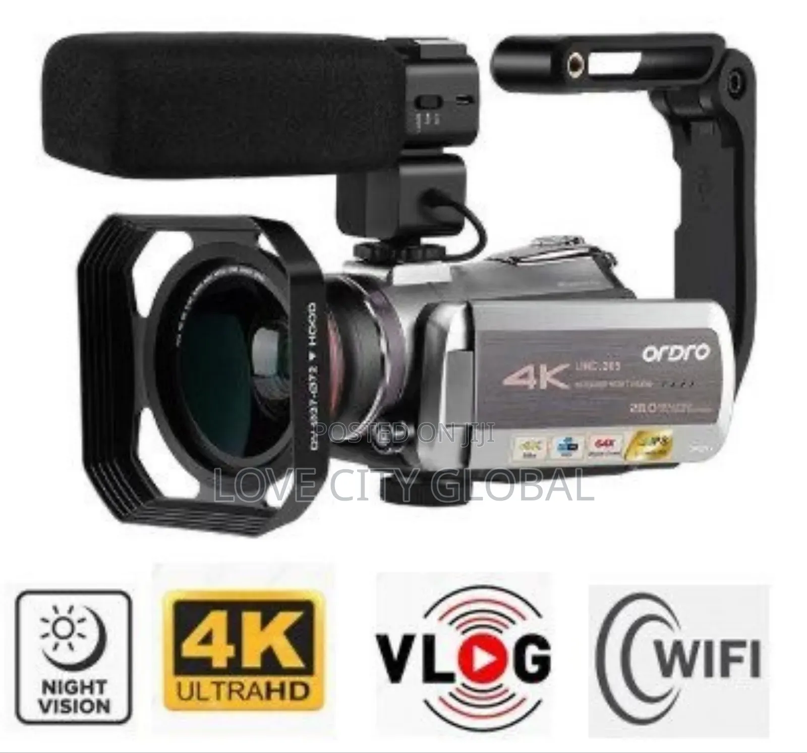 Wifi Camcorder Touchscreen 4K Digital Camera And 2 Batteries