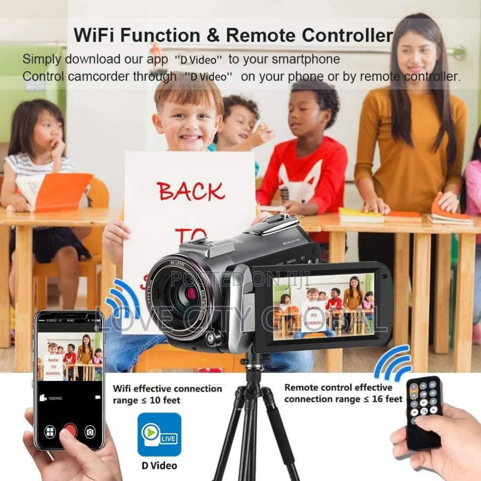 Wifi Camcorder Touchscreen 4K Digital Camera And 2 Batteries