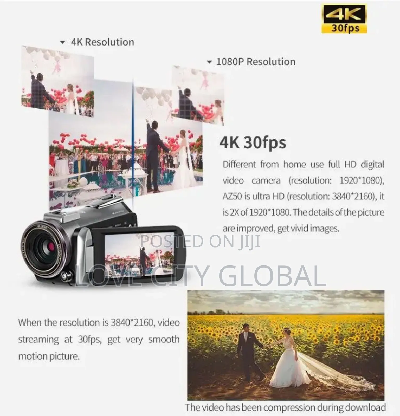 Wifi Camcorder Touchscreen 4K Digital Camera And 2 Batteries