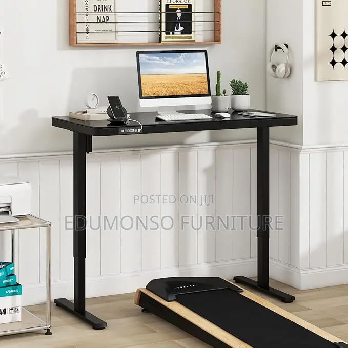 Glass Standing Desk, Sit Stand Desk With Drawer