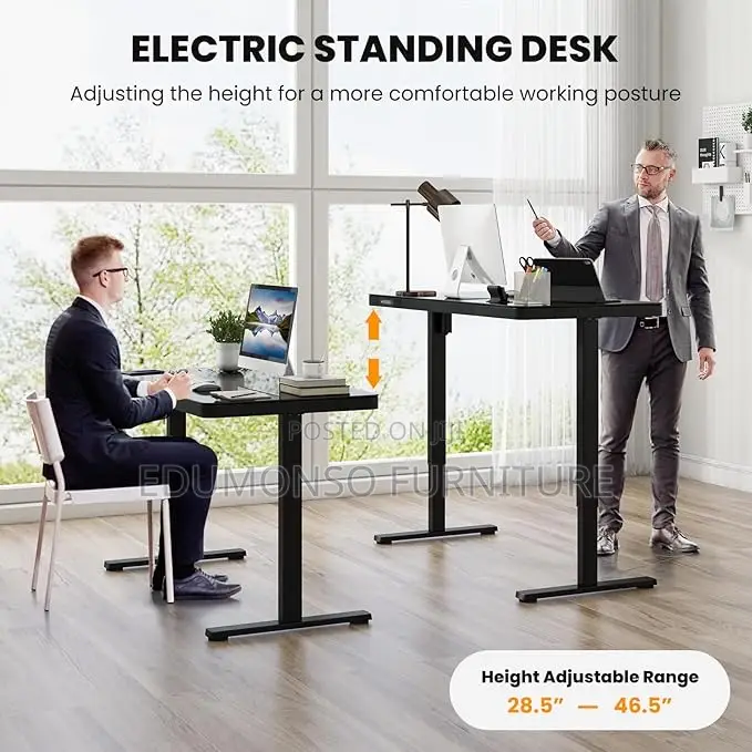Glass Standing Desk, Sit Stand Desk With Drawer