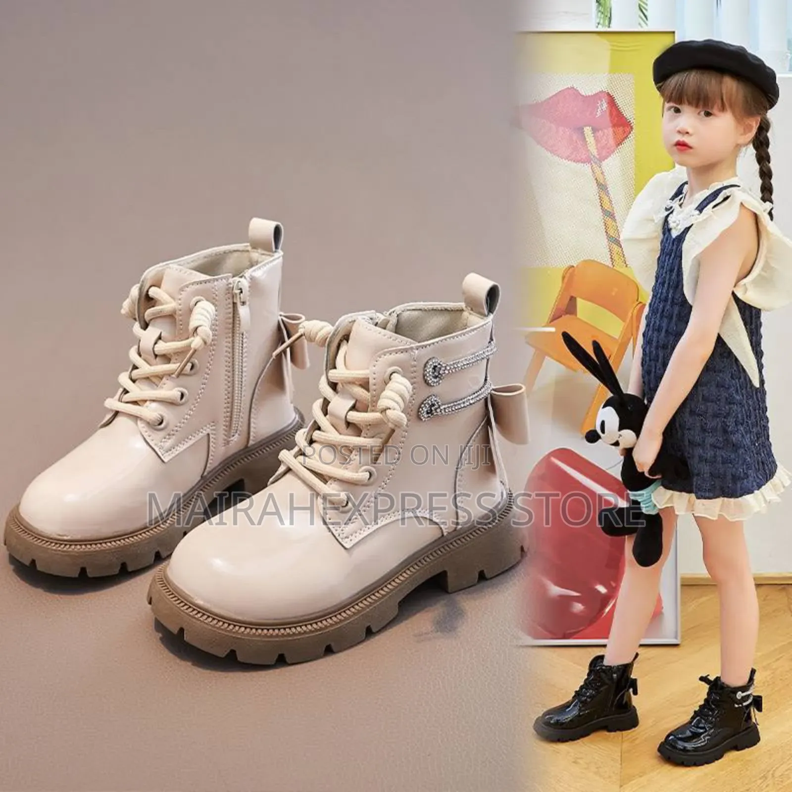 Zipper Luxury Kid Girl Glossy Boots