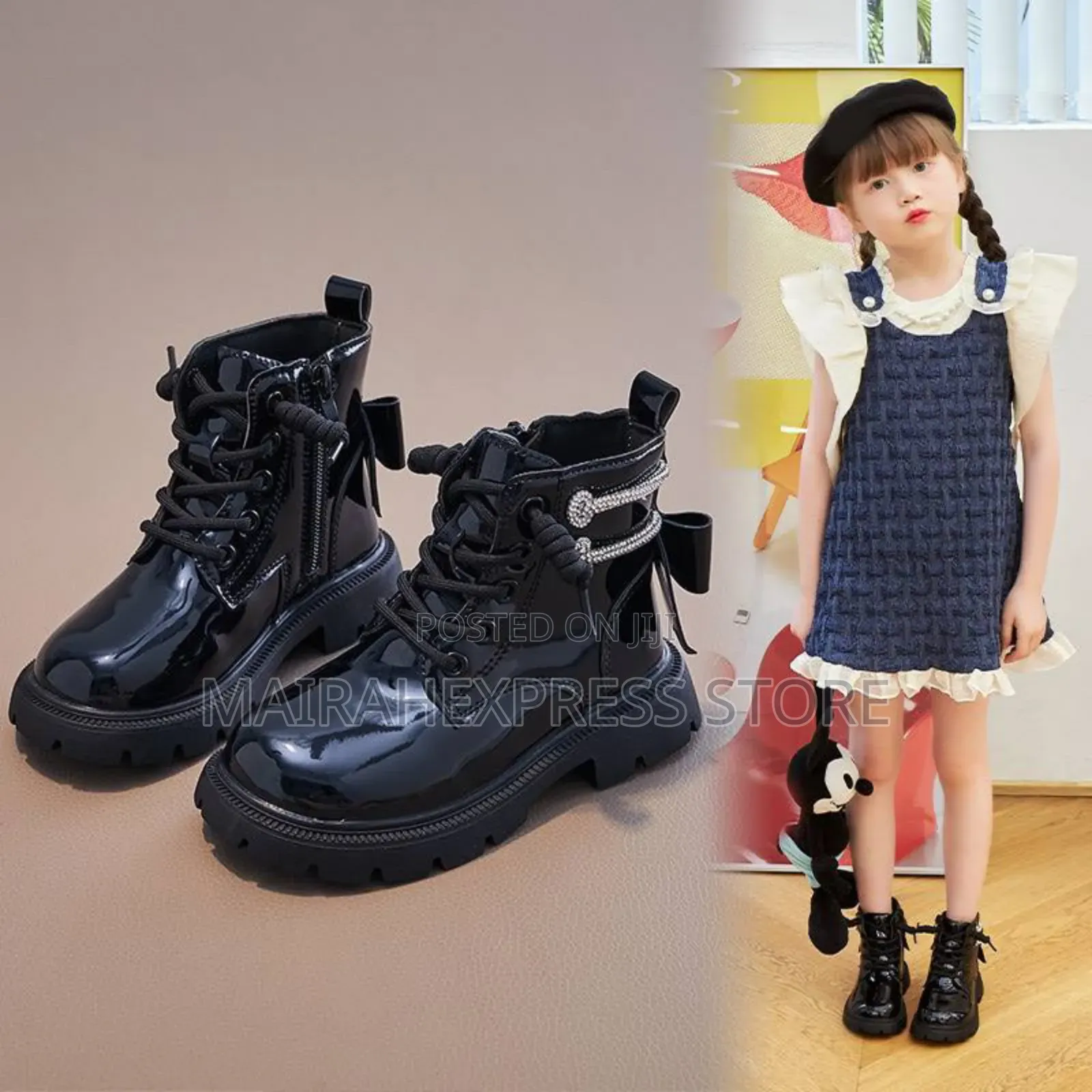 Zipper Luxury Kid Girl Glossy Boots
