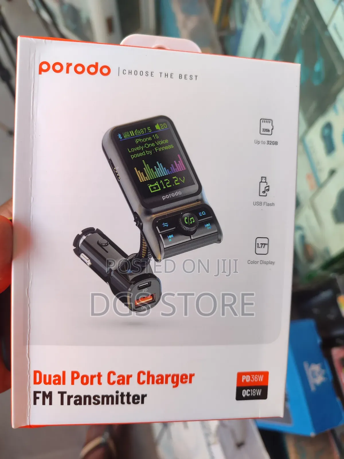 Porodo Dual Port Car Charger FM Transmitter PD 36w