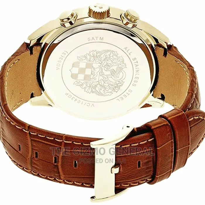 Vince Camuto Men's VC/1089DGDG Multi-function Dial Croco-Grain Leather