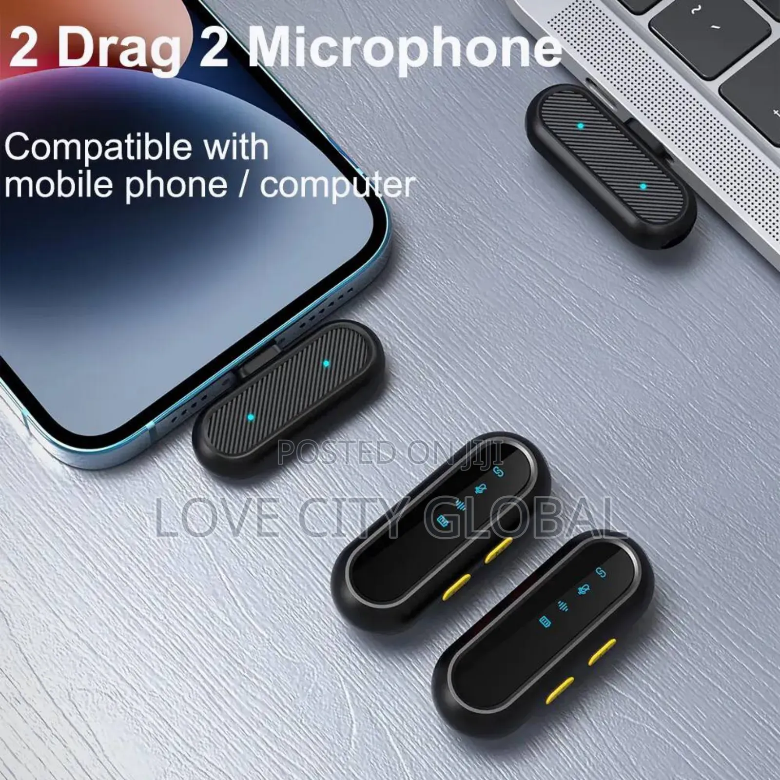 2 Podcast Mic Wireless Lavalier Microphone Charging Case