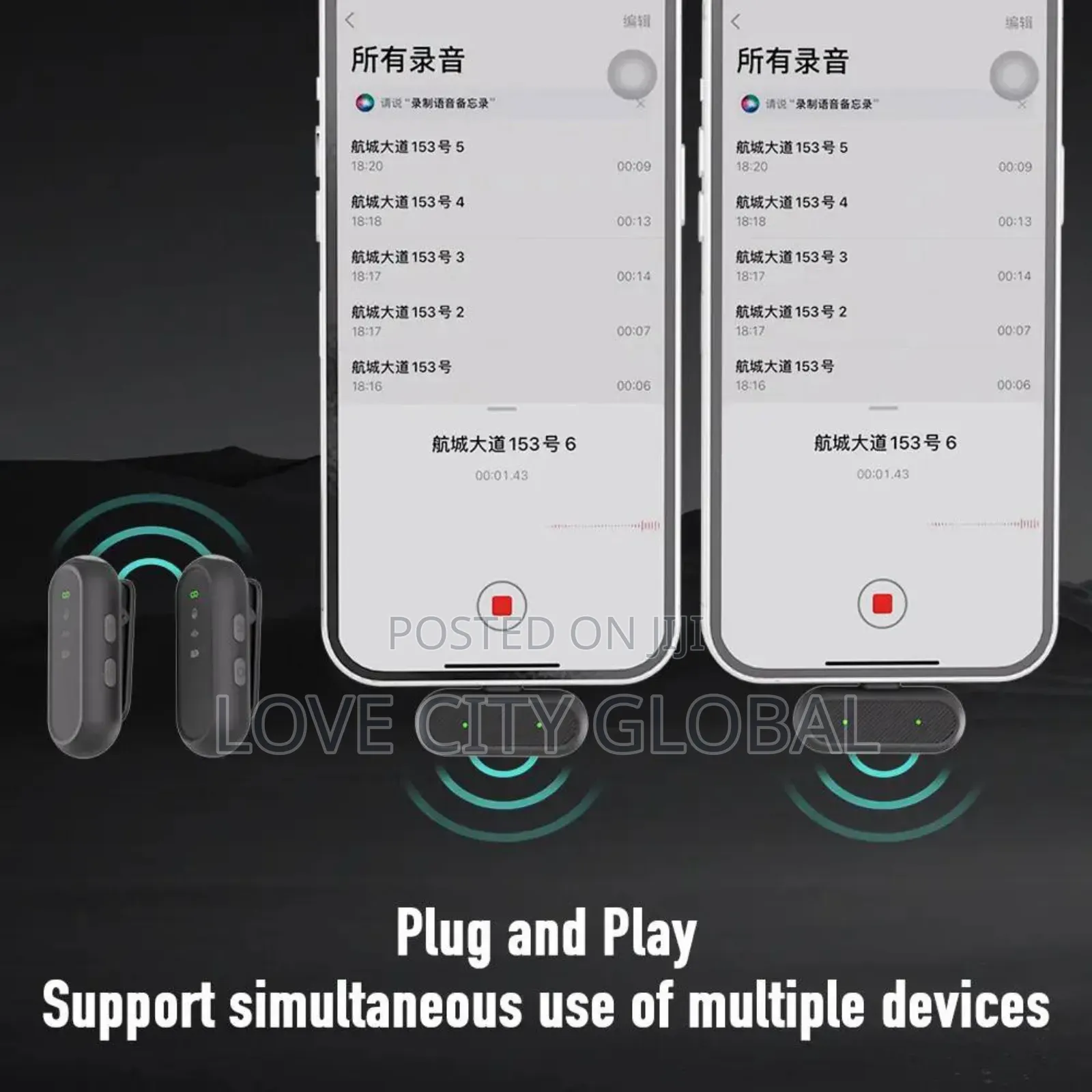 2 Podcast Mic Wireless Lavalier Microphone Charging Case