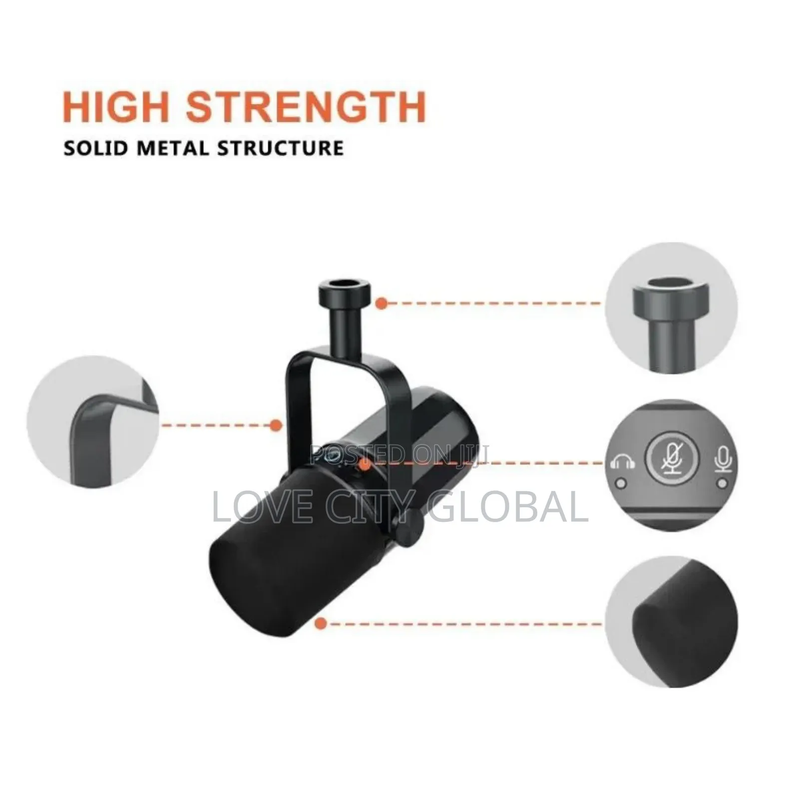 Professional XLR/Usb Podcast Microphone With XLR Usb Cable