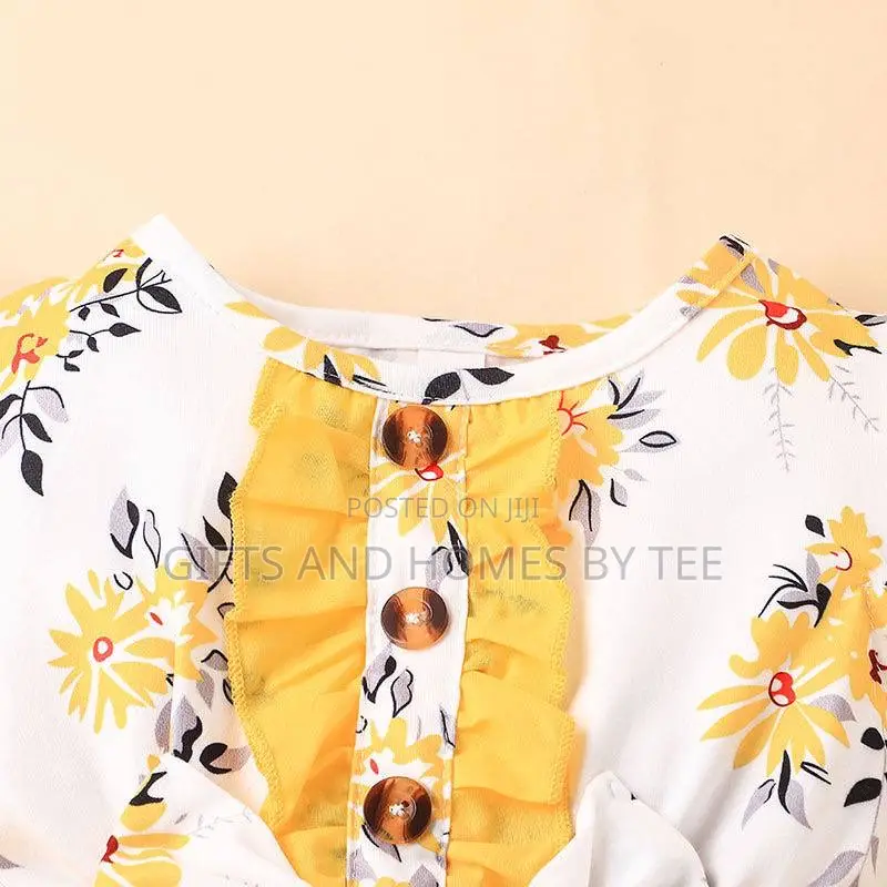 Girls Flowery Short Sleeve Dress