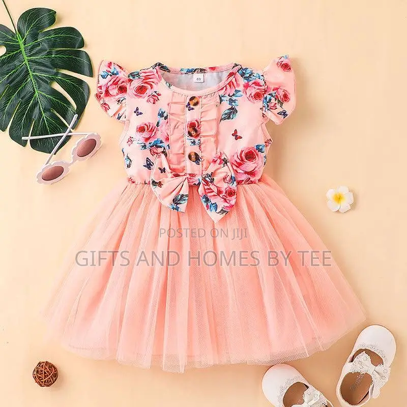 Girls Flowery Short Sleeve Dress