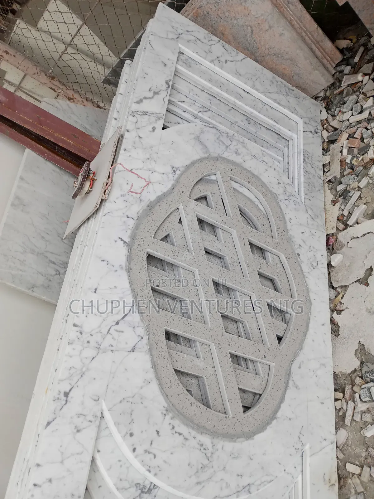 Staircase Rail With Granite Stone Design