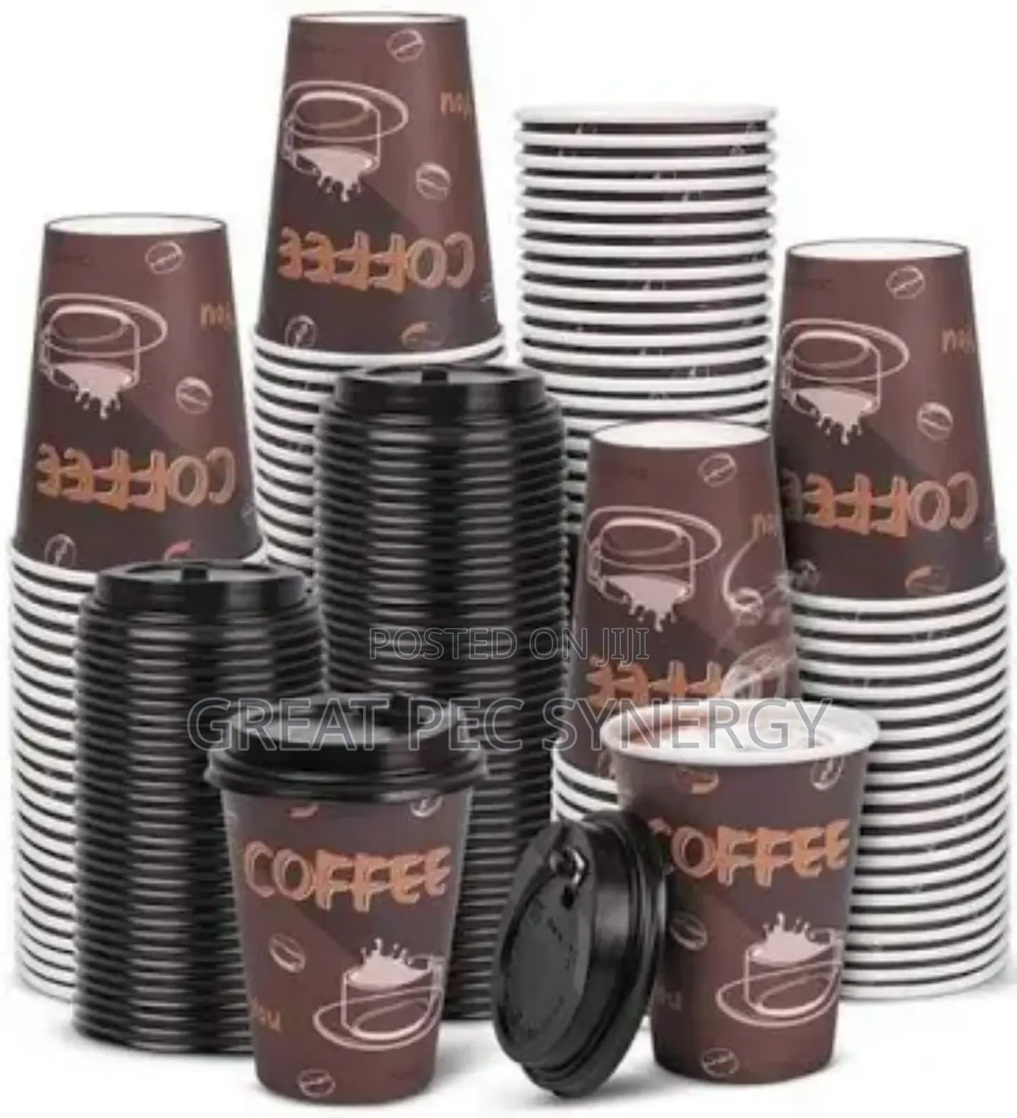 50 Pieces Disposable Coffee Cup With Cover (Big)