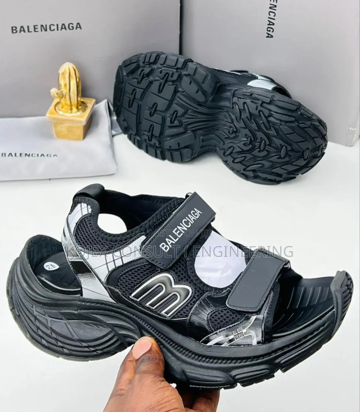 *New Balenciaga Track Logo Print Laced Sandals *